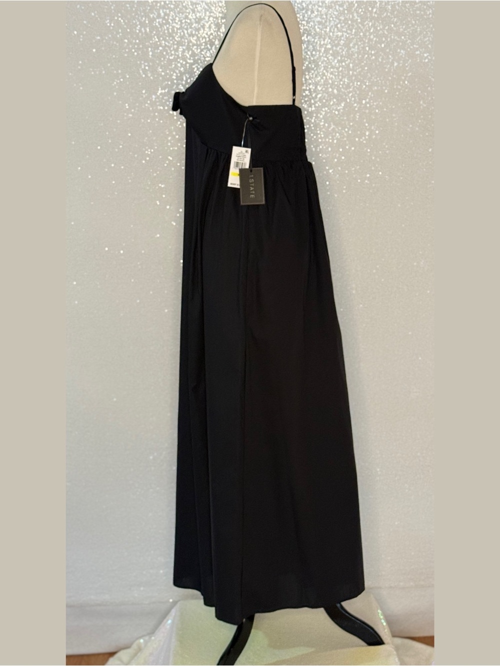 1.STATE Bow Front Cotton Midi Dress Black Lightweight Women’s Size Medium NWT - Picture 6 of 14